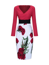 Casual Floral Printed Fantastic V Neck Bodycon Dress