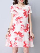 Casual Round Neck Fabulous Floral Printed Shift Dress