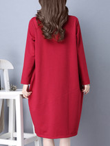 Casual Round Neck Slit Pocket Floral Sack Shift Dress Casual Round Neck Slit Pocket Floral Sack Shift Dress