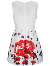 Casual Round Neck Butterfly Cartoon Floral Printed Skater Dress