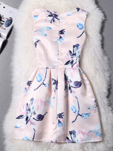 Casual Round Neck Sleeveless Charming Floral Printed Skater Dress