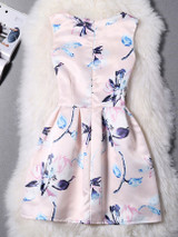 Casual Round Neck Sleeveless Charming Floral Printed Skater Dress