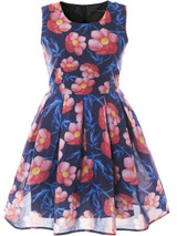 Casual Sleeveless Round Neck Floral Printed Skater Dress