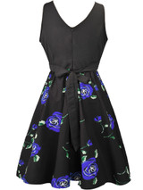 Casual Round Neck Bowknot Skater Dress In Floral Printed