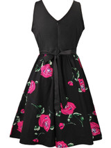 Casual Round Neck Bowknot Skater Dress In Floral Printed