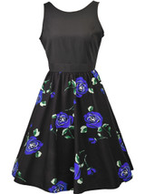 Casual Round Neck Bowknot Skater Dress In Floral Printed