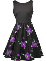 Casual Round Neck Bowknot Skater Dress In Floral Printed