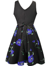 Casual Round Neck Bowknot Skater Dress In Floral Printed