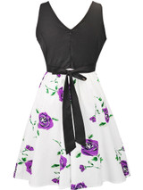 Casual Round Neck Bowknot Delicate Floral Printed Skater Dress