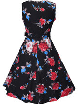 Casual Round Neck Belt Floral Printed Extraordinary Skater Dress