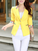 Casual Notch Lapel Single Button Printed Blazer
