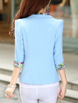 Casual Notch Lapel Single Button Printed Blazer