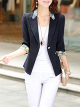 Casual Notch Lapel Single Button Printed Blazer