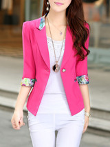 Casual Notch Lapel Single Button Printed Blazer