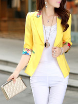 Casual Notch Lapel Single Button Printed Blazer