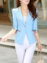 Casual Notch Lapel Single Button Printed Blazer