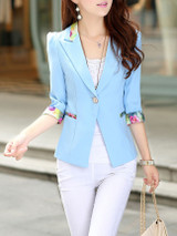 Casual Notch Lapel Single Button Printed Blazer