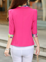 Casual Notch Lapel Single Button Printed Blazer