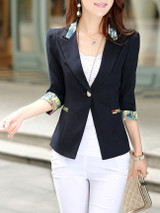 Casual Notch Lapel Single Button Printed Blazer
