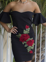 Sexy  Embroidery Strapless Bodycon Mini Dress Party Dress
