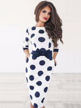 Sexy Bodycon Polka-dot Midi Dress