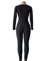 New Black Belt Lace-up Bright Wire Bodycon Clubwear Deep V Neck Party Jumpsuit Pants