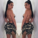 New Camouflage Print Spaghetti Strap Lace-Up Drawstring Cut Out Bodycon Clubwear Party Mini Dress New Camouflage Print Spaghetti Strap Lace-Up Drawstring Cut Out Bodycon Clubwear Party Mini Dress