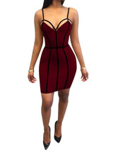New Burgundy Geometric Print Cut Out Spaghetti Strap Bodycon Backless Deep V-neck Clubwear Party Mini Dress New Burgundy Geometric Print Cut Out Spaghetti Strap Bodycon Backless Deep V-neck Clubwear Party Mini Dress