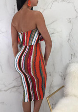 Red Striped Ruffle Bodycon Off Shoulder Backless Clubwear Party Midi Dress Red Striped Ruffle Bodycon Off Shoulder Backless Clubwear Party Midi Dress