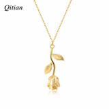 Rose Flower Necklace Gold Rose Silver Beauty Rose Pendant Necklace For Women Gift Rose Flower Necklace Gold Rose Silver Beauty Rose Pendant Necklace For Women Gift
