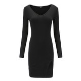 Casual 2018 Slit Bodycon Dress Wild Heart V Neck Dress