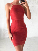 Casual Halter Off Shoulder Bodycon Mini Dress
