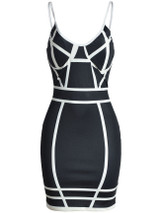 Casual Hot Style Spaghetti Strap Contrast Trim Bodycon Dress Casual Hot Style Spaghetti Strap Contrast Trim Bodycon Dress