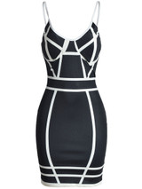 Casual Hot Style Spaghetti Strap Contrast Trim Bodycon Dress Casual Hot Style Spaghetti Strap Contrast Trim Bodycon Dress