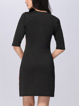 Casual Crew Neck Cartoon Printed Bodycon Dress With Half Sleeve