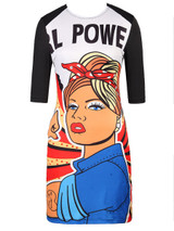 Casual Crew Neck Cartoon Printed Bodycon Dress With Half Sleeve