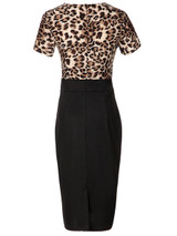 Casual V-Neck Ruffle Trim Leopard Bodycon Dress