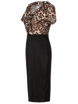 Casual V-Neck Ruffle Trim Leopard Bodycon Dress