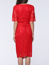 Casual Sweet Heart Hollow Out Plain Lace Bodycon Dress