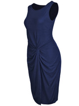 Casual Round Neck Plain Ruched Sleeveless Bodycon Dress