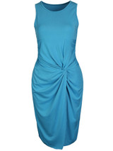 Casual Round Neck Plain Ruched Sleeveless Bodycon Dress