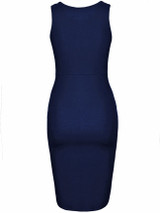 Casual Round Neck Plain Ruched Sleeveless Bodycon Dress