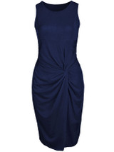 Casual Round Neck Plain Ruched Sleeveless Bodycon Dress