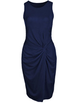 Casual Round Neck Plain Ruched Sleeveless Bodycon Dress