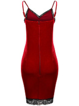 Casual Sexy Spaghetti Strap Decorative Lace Velvet Bodycon Dress