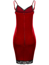 Casual Sexy Spaghetti Strap Decorative Lace Velvet Bodycon Dress
