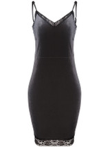 Casual Sexy Spaghetti Strap Decorative Lace Velvet Bodycon Dress
