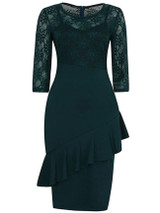 Casual Designed Flounce Hollow Out Solid Round Neck Bodycon Dress