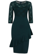 Casual Designed Flounce Hollow Out Solid Round Neck Bodycon Dress