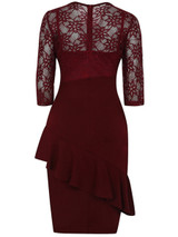 Casual Designed Flounce Hollow Out Solid Round Neck Bodycon Dress